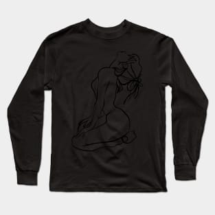 Simple And Aesthetic One Line Art Woman Long Sleeve T-Shirt